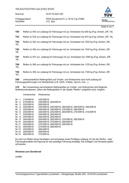 TEILEGUTACHTEN nach Ã‚Â§19(3) StVZO Nummer 03-8115-A02-V02 ...