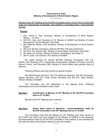 Government of India Ministry of Development of North Eastern ...
