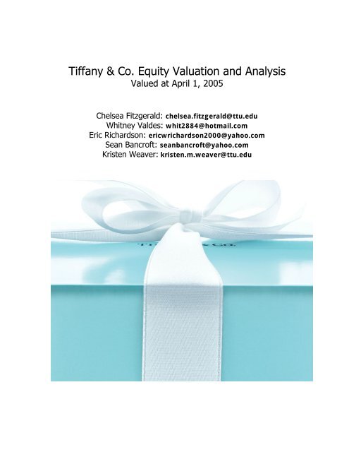Tiffany \u0026amp; Co. Equity Valuation and 