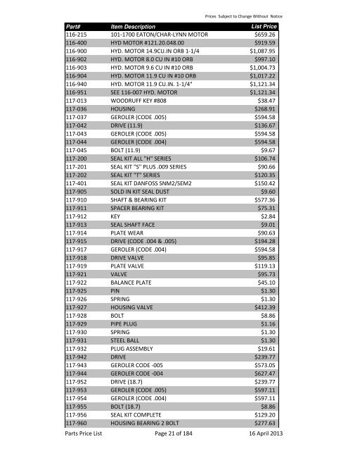 2013 Schulte Parts Price list in edit.xlsx