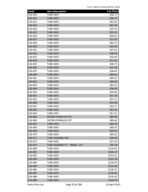 2013 Schulte Parts Price list in edit.xlsx