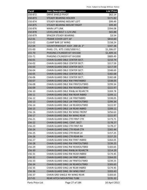 2013 Schulte Parts Price list in edit.xlsx