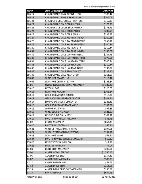 2013 Schulte Parts Price list in edit.xlsx