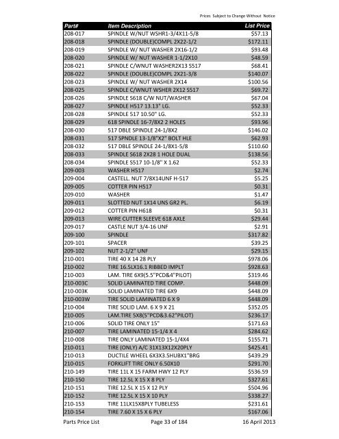 2013 Schulte Parts Price list in edit.xlsx