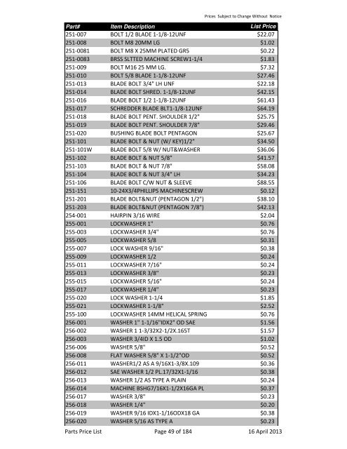 2013 Schulte Parts Price list in edit.xlsx