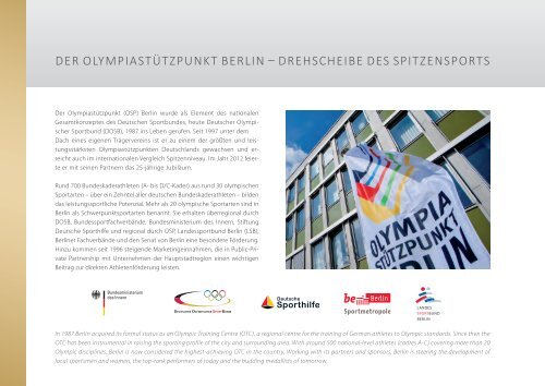 Drehscheibe des Spitzensports - Olympiastützpunkt Berlin