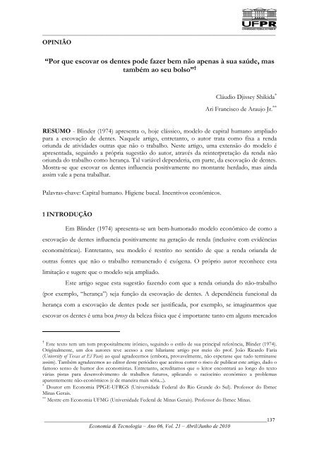 Boletim Economia & Tecnologia - Revista Economia & Tecnologia ...