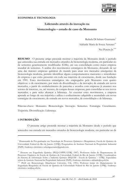 Boletim Economia & Tecnologia - Revista Economia & Tecnologia ...