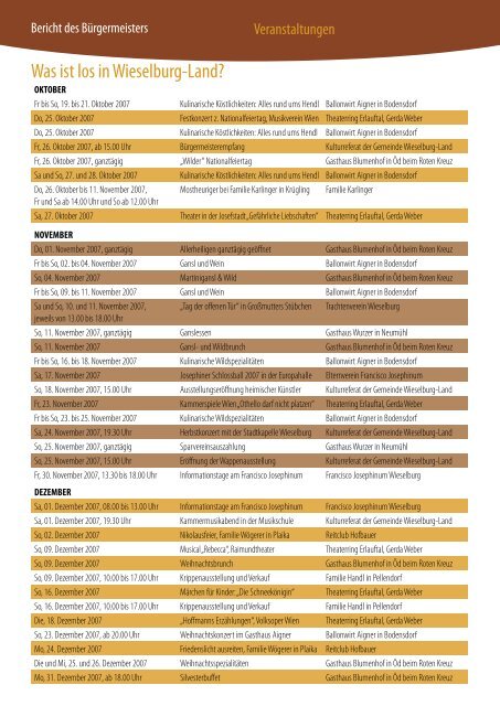 BÃ¼rgermeisterbericht Herbst 2007 - Gemeinde Wieselburg-Land