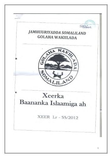 XEERKA BAANANKA ISLAAMIGA AH - Somaliland Law