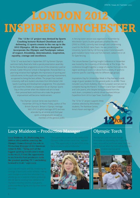 London 2012 inspires Winchester - University of Winchester