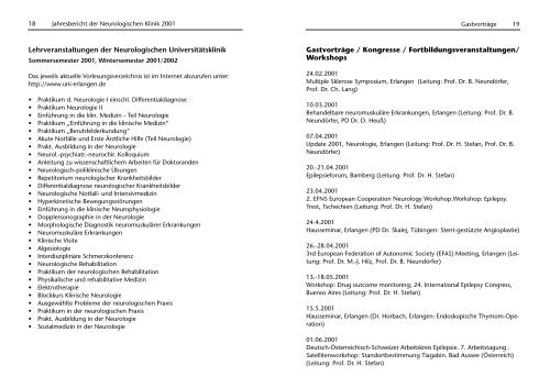 Jahresbericht 2001 -  Neurologie - Universitätsklinikum Erlangen