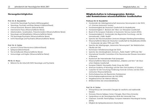 Jahresbericht 2001 -  Neurologie - Universitätsklinikum Erlangen