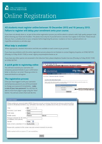 Online Registration - University of Winchester