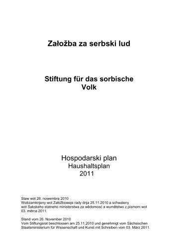 Załožba za serbski lud - Stiftung für das sorbische Volk - Sorben