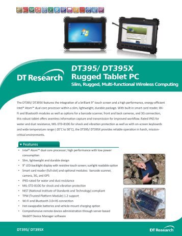 DT395/ DT395X Rugged Tablet PC - DT Research