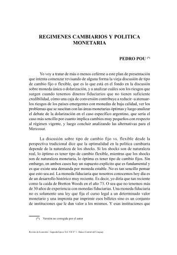 REGIMENES CAMBIARIOS Y POLITICA MONETARIA