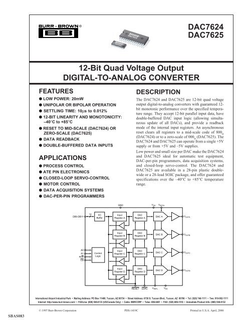 12-Bit Quad Voltage Output Digital-to-Analog Converter