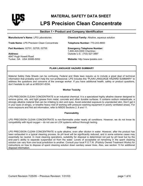 Lps precision clean concentrate