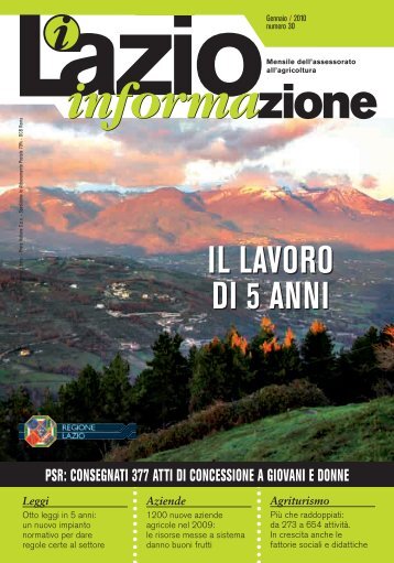 il lavoro di 5 anni il lavoro di 5 anni - Agricoltura - Regione Lazio