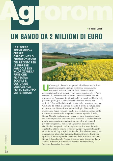 il lavoro di 5 anni il lavoro di 5 anni - Agricoltura - Regione Lazio