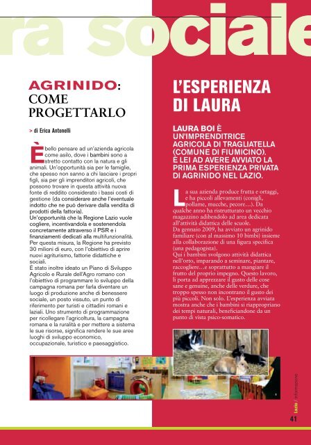 il lavoro di 5 anni il lavoro di 5 anni - Agricoltura - Regione Lazio