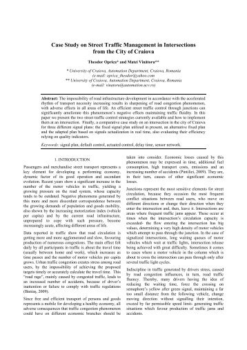 Case Study on Street Traffic Management in Intersections from the ...