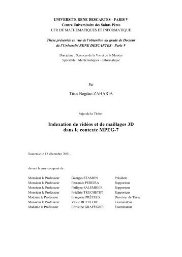 Indexation de vidÃ©os et de maillages 3D dans le contexte ... - Artemis