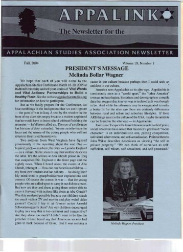 No.1, Fall 2004 - Appalachian Studies Association