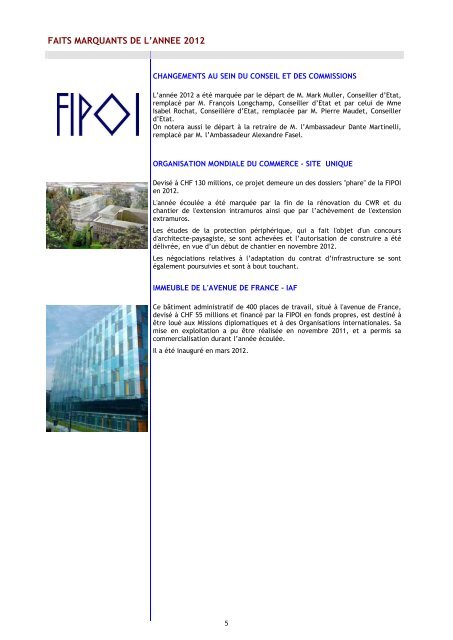 RAPPORT D'ACTIVITÉ 2012 - Fipoi