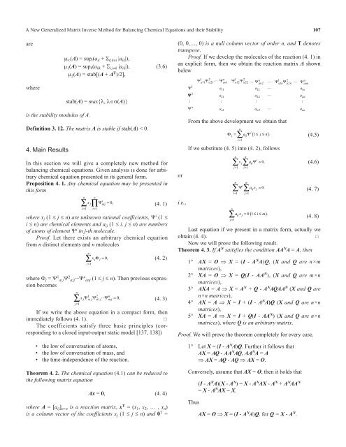 A New Generalized Matrix Inverse Method for Balancing Chemical ...
