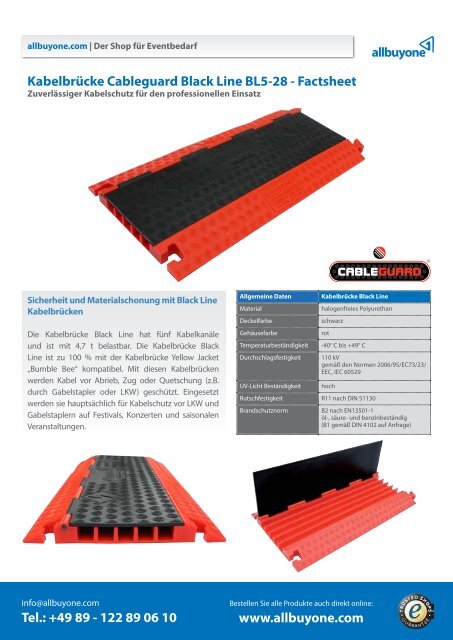 Datenblatt Cable Guard Black Line KabelbrÃ¼cke - Allbuyone