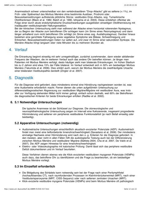 AWMF online - Leitlinie Neurologie_ Schwindel - Diagnostik