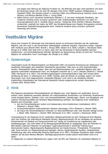 AWMF online - Leitlinie Neurologie_ Schwindel - Diagnostik