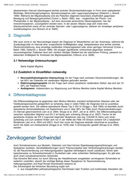 AWMF online - Leitlinie Neurologie_ Schwindel - Diagnostik