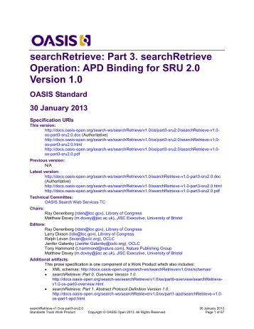 searchRetrieve - docs oasis open - Oasis