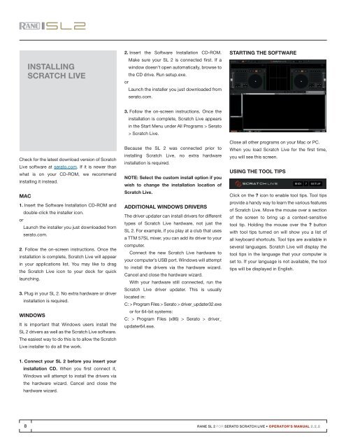 SL 2 Manual for Serato Scratch Live 2.2.2 - zZounds.com
