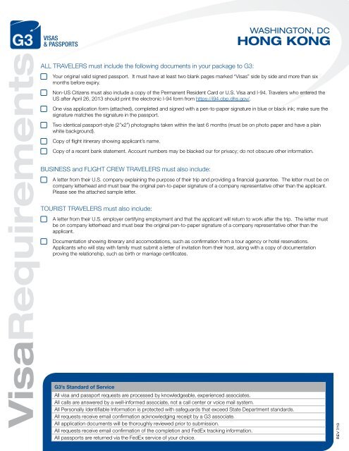 Visa Requirements - G3 Visas & Passports