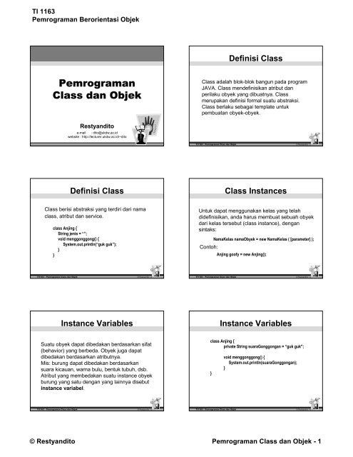 Pemrograman Class dan Objek