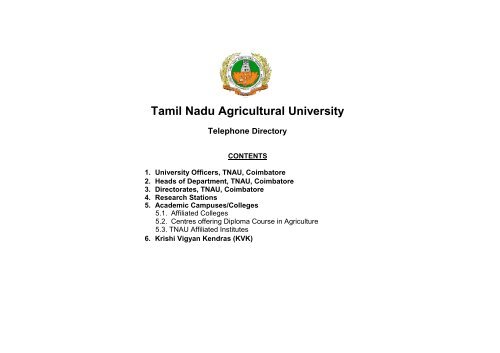 University Telephone Directory - TNAU Agritech Portal - Tamil Nadu ... University Telephone Directory - TNAU Agritech Portal - Tamil Nadu ...