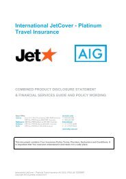 International JetCover - Platinum Travel Insurance - Jetstar