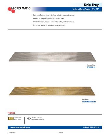 Product Specifications Sheet (PDF 288k) 0509 - Micro Matic USA