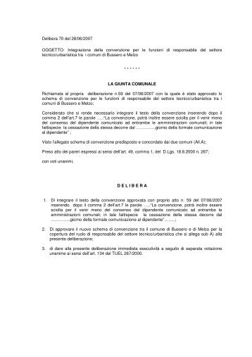 Integrazione della convenzione per le funzioni di responsabile del ...