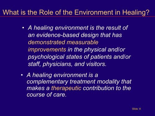 Part 2 - Evidence Based Design - American College of Healthcare ...