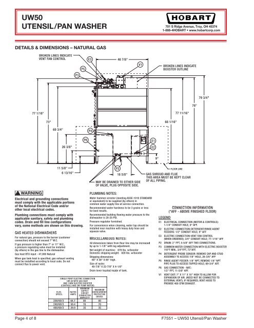 UW50 UTENSIL/PAN WASHER UW50 UTENSIL /P AN W ... - Hobart