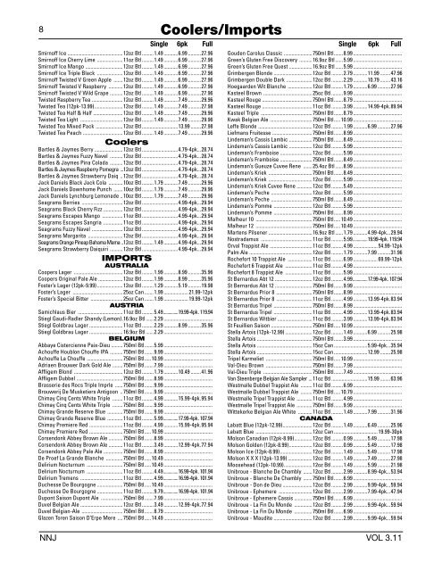 DOMESTIC BEER PRICE LIST - WineAccess.com