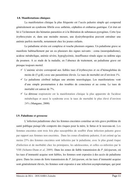 paludisme asymptomatique chez la femme enceinte au centre ...