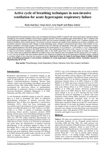 Active cycle of breathing techniques in non-invasive ventilation