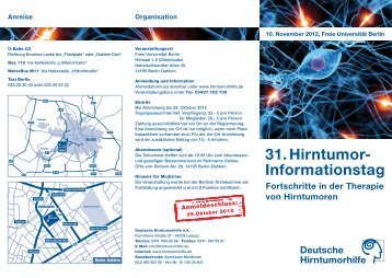 Programm vom 31. Hirntumor-Informationstag am 10.11.2012 in Berlin