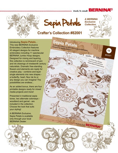 BERNINA Exclusive Embroidery Collection - Sepia Petals #82001